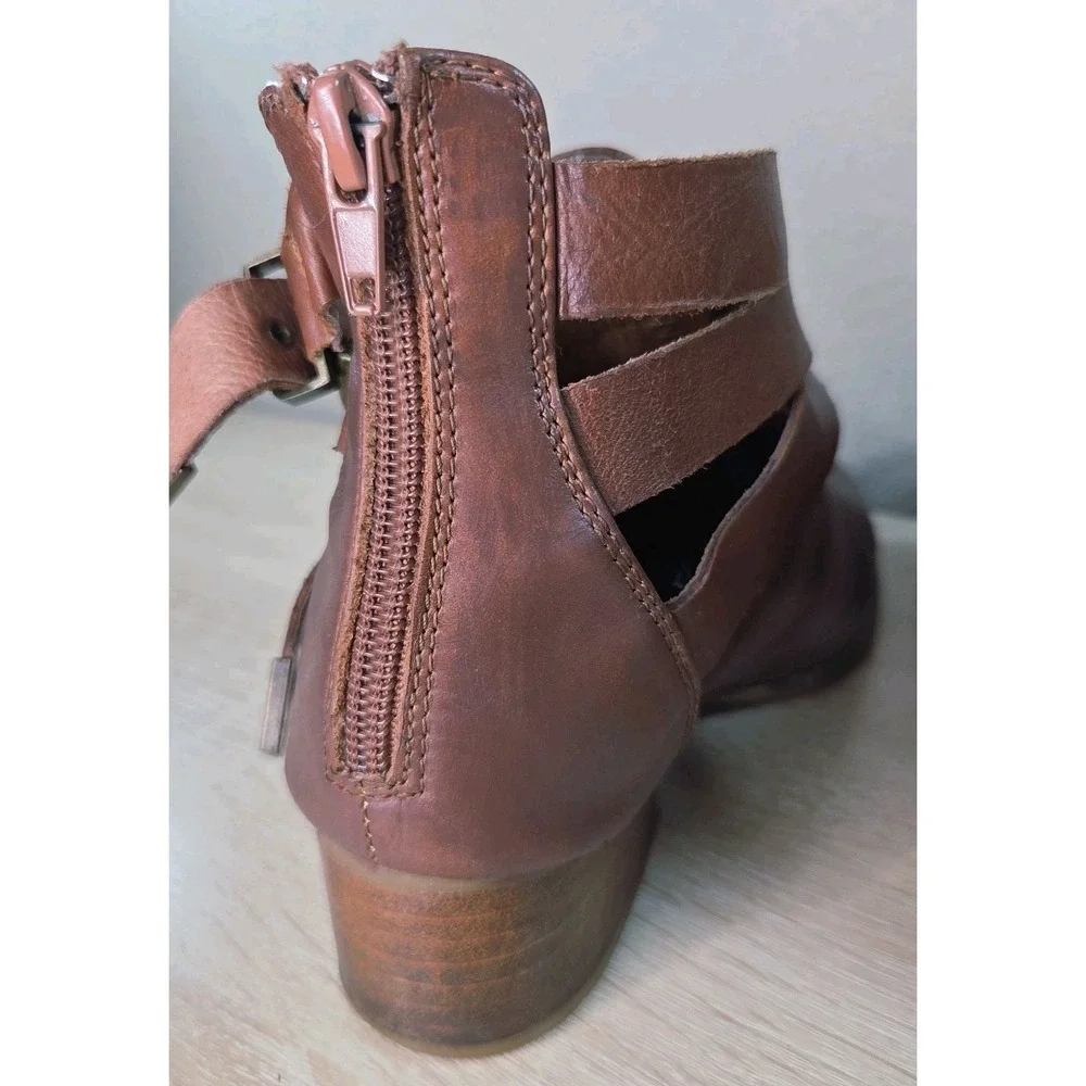 Jeffrey Campbell Everly Ibiza Leather Cutout Ankle Boots Womens‎ 6.5 Brown Boho